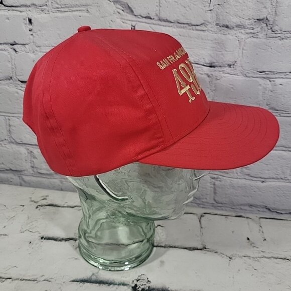 Vintage San Francisco 49ers Red Snapback Hat Cap AJD Embroidered Logo Football - Picture 7 of 10